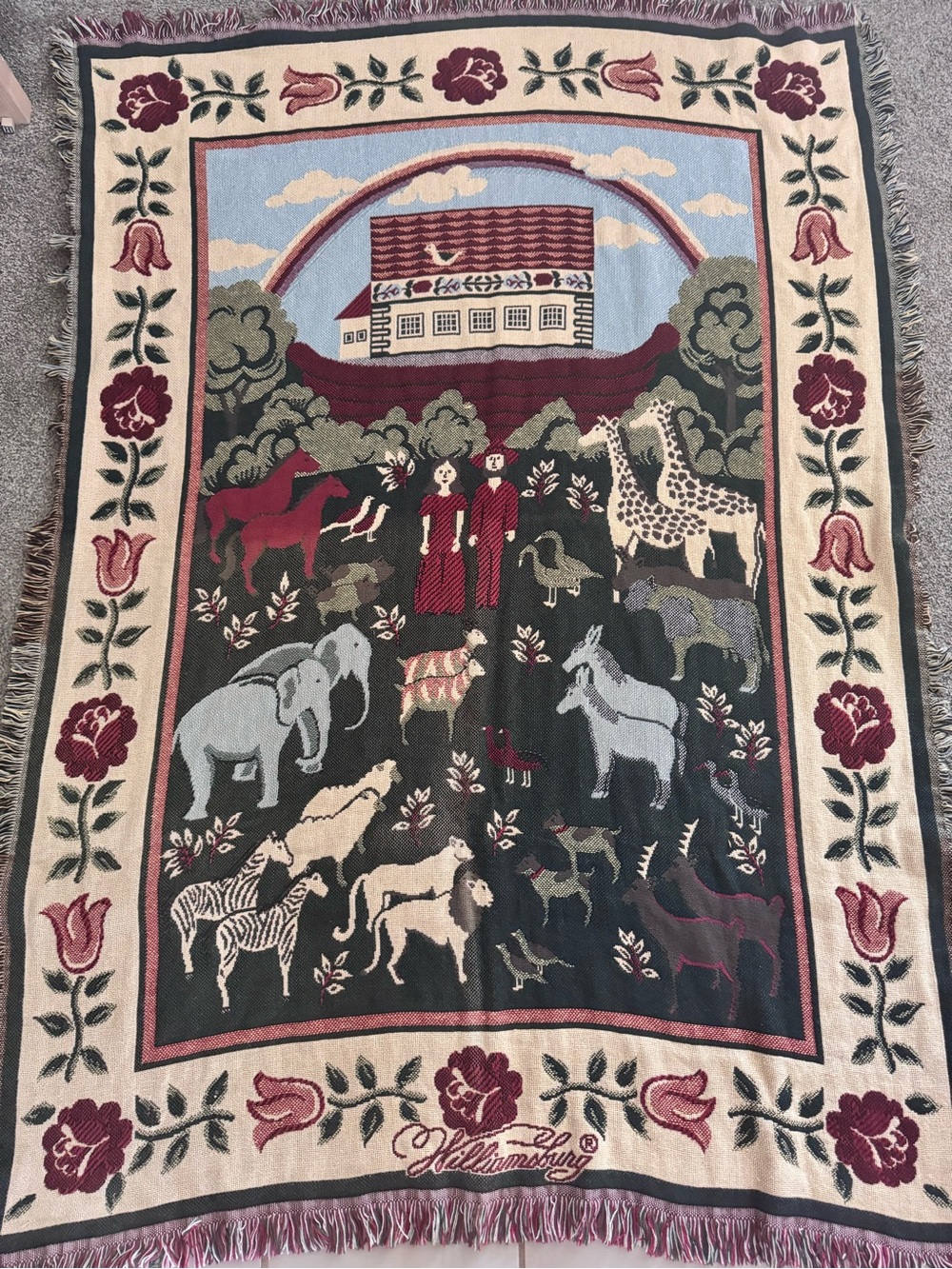 Vintage Williamsburg tapestry/ throw blanket made in the USA
